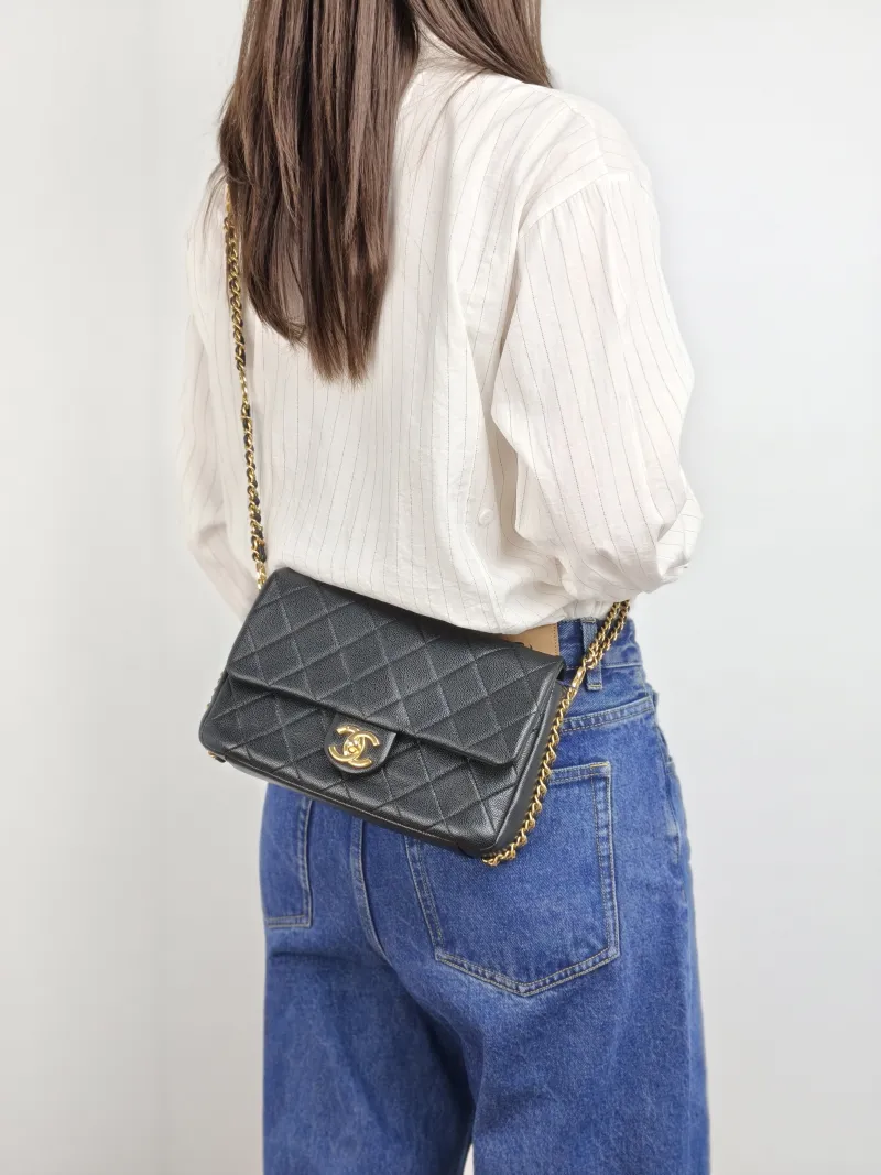 Chanel Crossbody Bag Editioncf mini Black Grained Calfskin 23.5 × 7 × 15 cm — on-model view 2 of 2