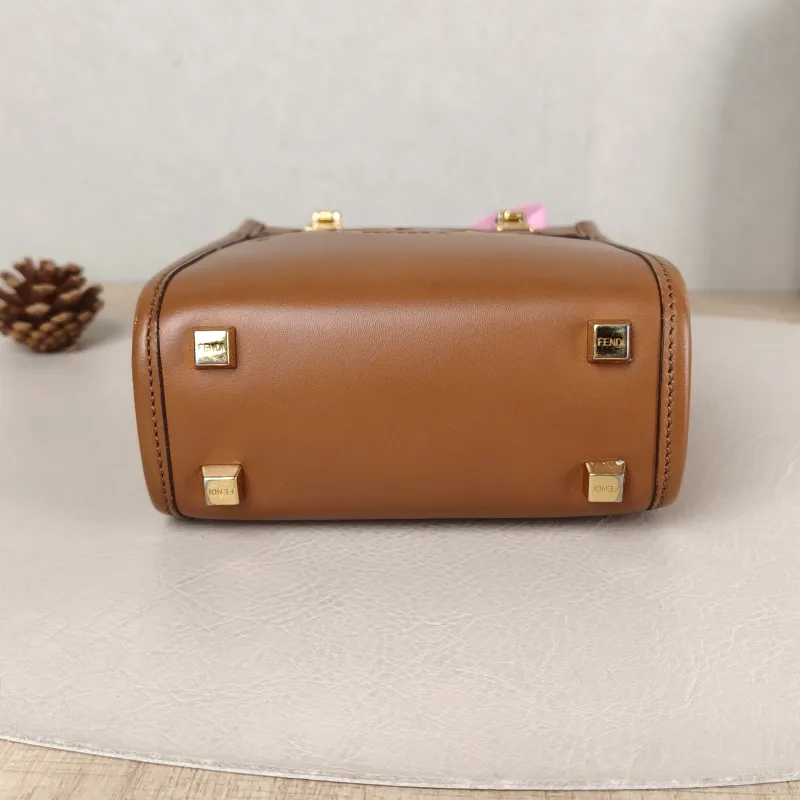 FENDI Crossbody Bag sunshine Caramel Calfskin Mini 13 × 6.5 × 18 cm — cover view 4 of 5