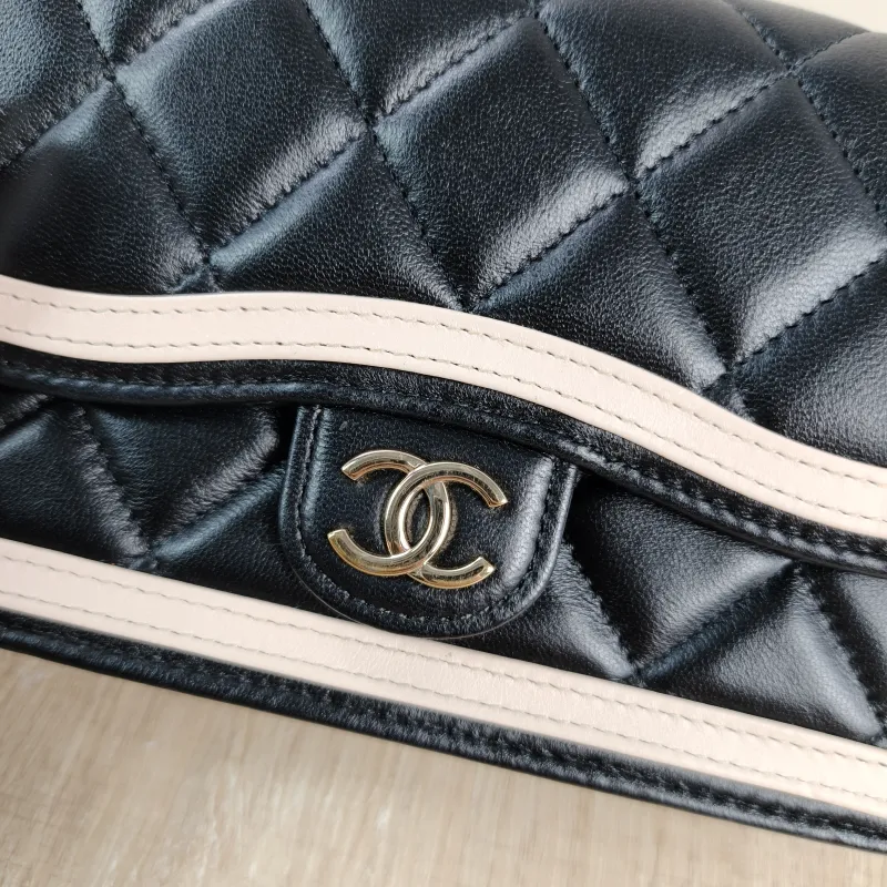 Chanel Crossbody Bag CF Mini WOC Crossbody Bag Black Pink Lambskin One Size 17 × 4 × 10 cm — detail view 11 of 11