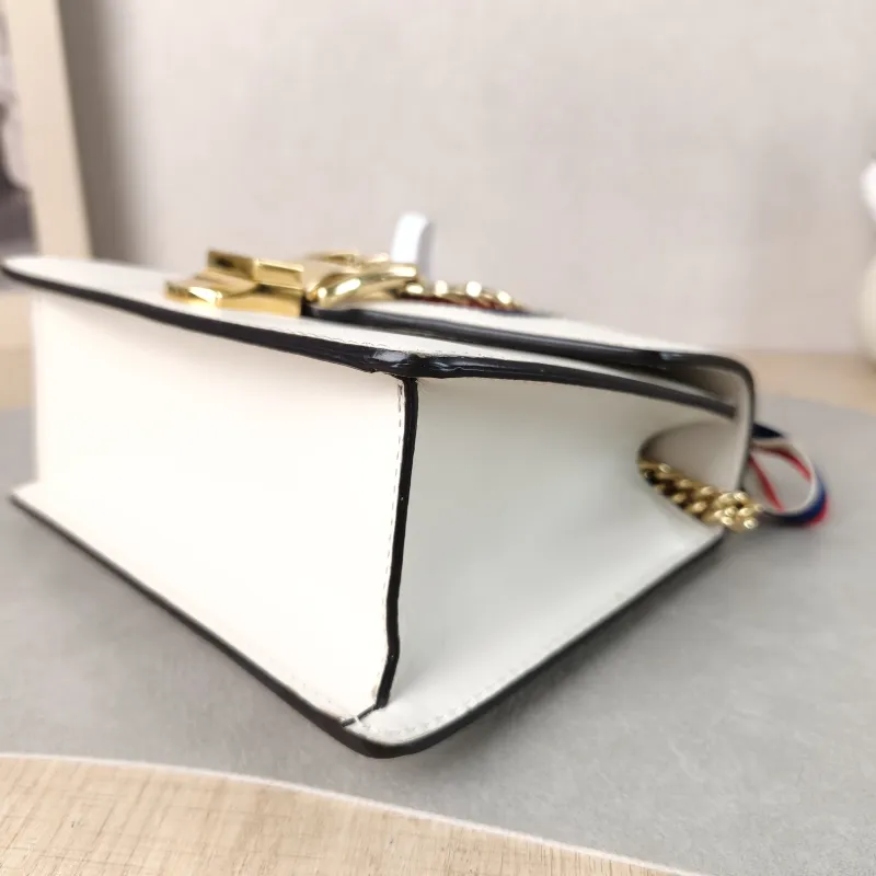 GUCCI Shoulder Bag Sylvie Shoulder Strap Edition White CC alfskin Mini 19 × 8 × 14 cm — detail view 8 of 12
