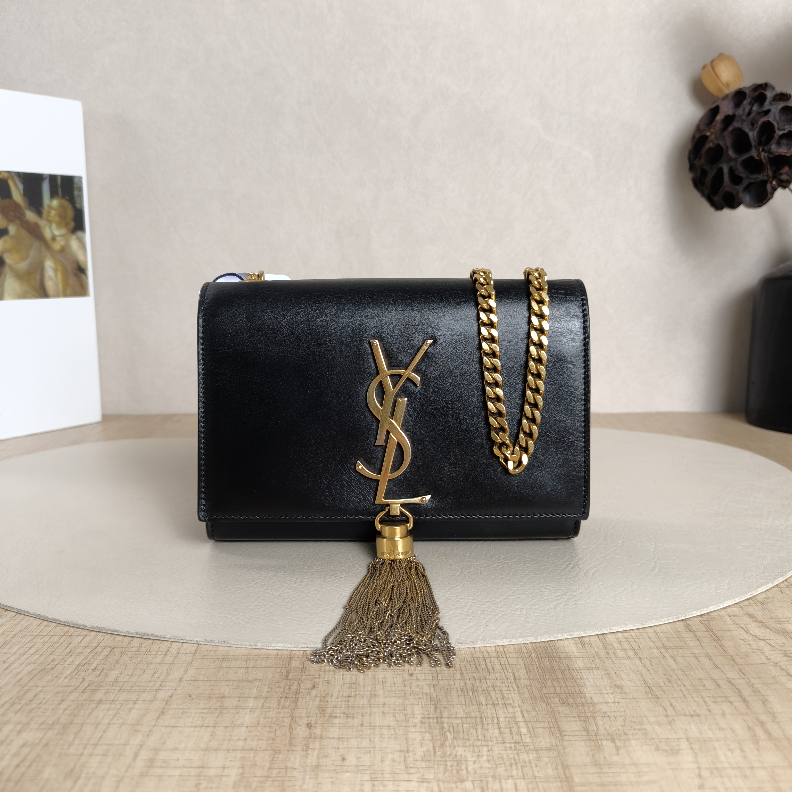 SAINT LAURENT Crossbody Bag KATE Edition Black Calfskin Mini17 × 5 × 11.5 cm