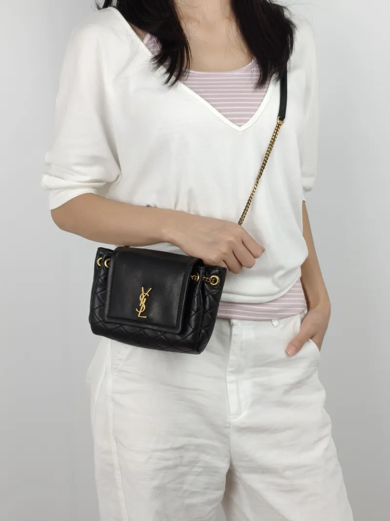 SAINT LAURENT Crossbody Bag NOLITA Black SL ambskin Mini 18 × 6 × 13 cm — on-model view 1 of 3