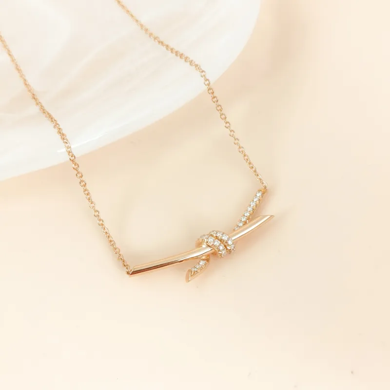 Tiffany&Co. Necklace Knot Collection Necklace Rose Gold Diamond18KR ose Gold Large 42cm — cover view 4 of 10