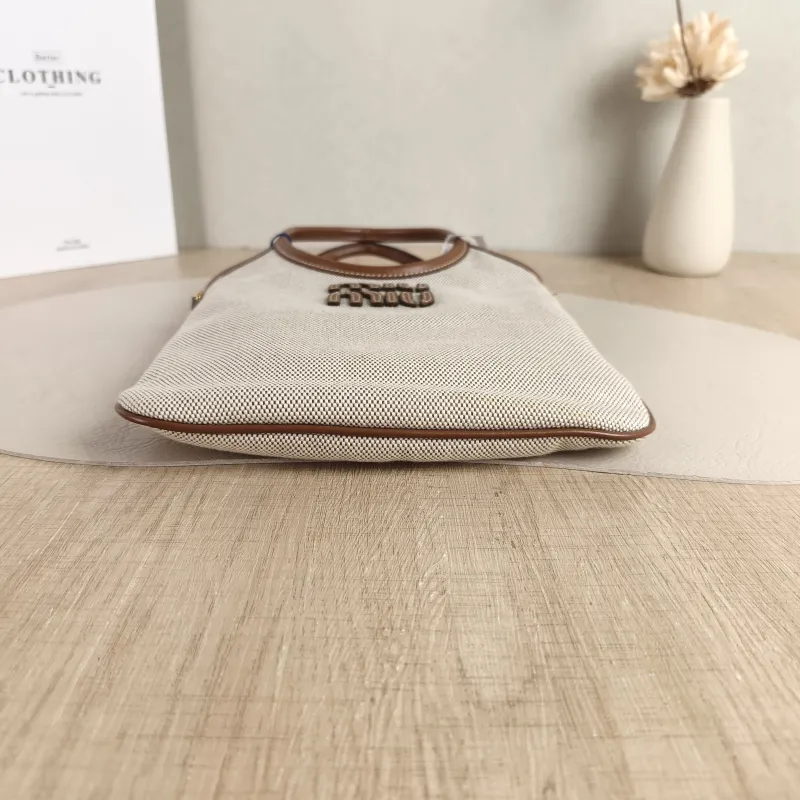 Miumiu Shoulder Bag IVY Tote Shopping Tote Beige Brown Canvas Mini 20*24 — cover view 3 of 6