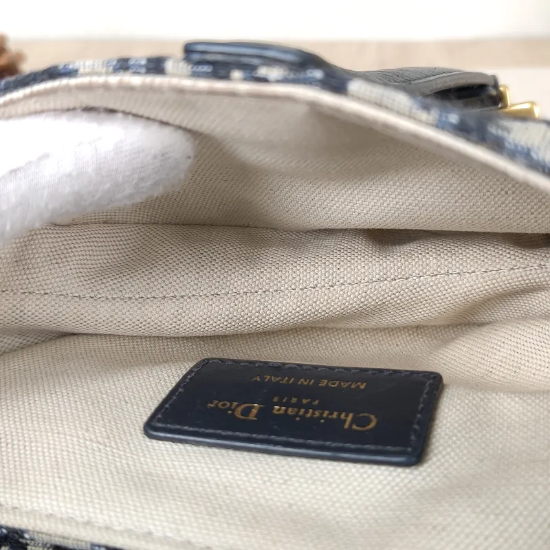 DIOR Top Handle Bag Saddle Blue Canvas Mini 19 × 6 × 15 cm — detail view 8 of 11