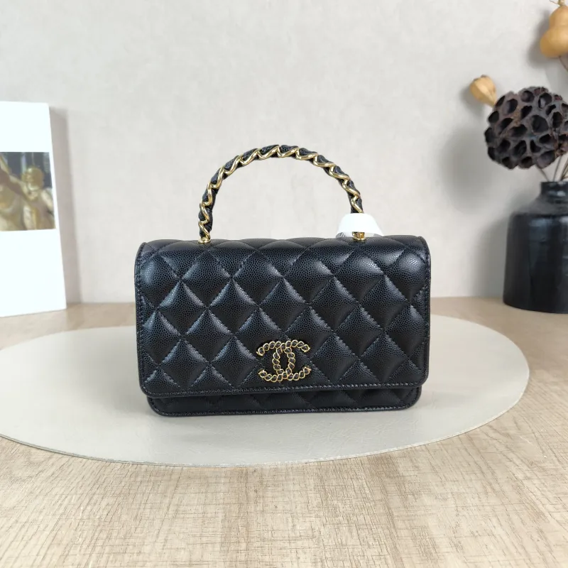 Chanel Crossbody Bag Classic Flap WOC CF WOC Black Grained Calfskinmini19.2 × 3.5 × 12.3 cm