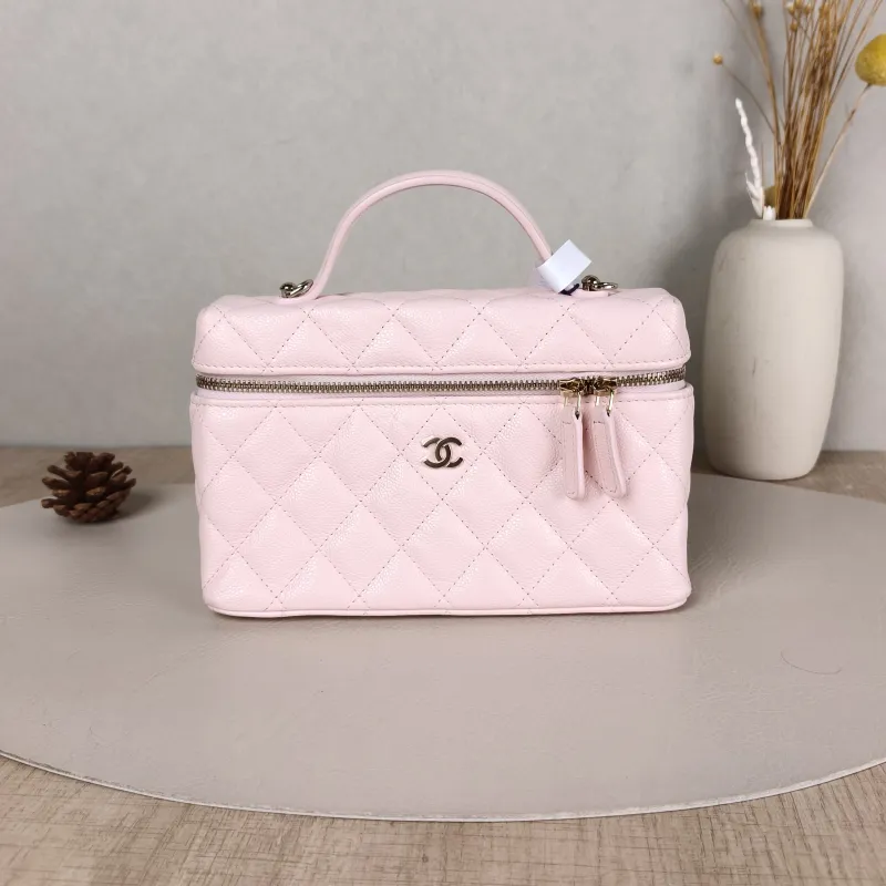 Chanel Crossbody Baglp Box Bag Top Handle Crossbody Bag Pink Calfskin One Size19.5 × 5 × 17 cm