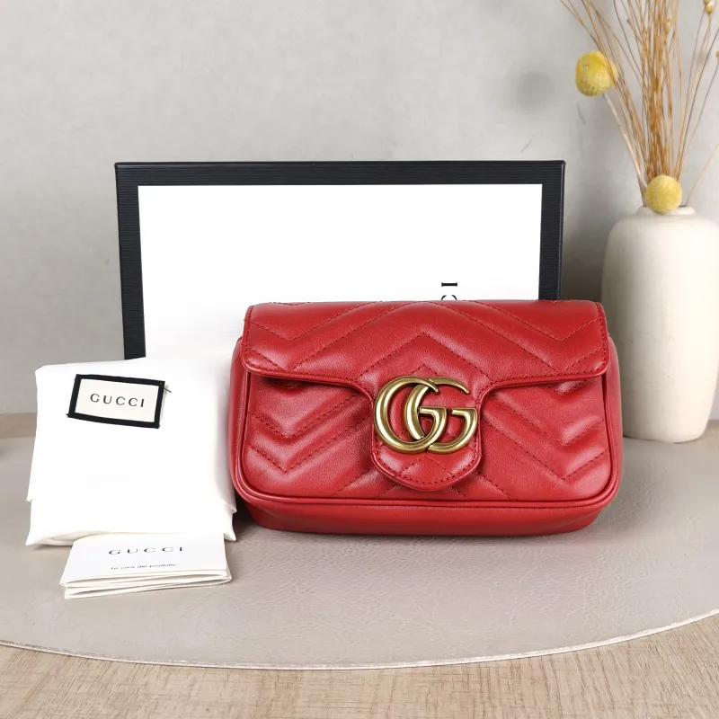 GUCCI Crossbody Bag GG Marmont Mini Marmont Mini Red Calfskin Mini 16.5 × 4.5 × 9.5 cm — cover view 5 of 6