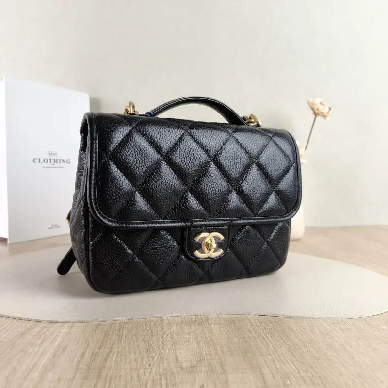 Chanel Backpack Backpack Black Grained Calfskin 24 × 6 × 17 cm — cover view 3 of 5