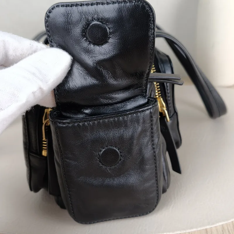 Miumiu Top Handle Bag Pocket Top Handle Bag Black Lambskin 32 × 12 × 13 cm — detail view 8 of 15