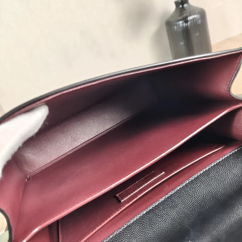 SAINT LAURENT Shoulder Bag Cassandra Shoulder Bag Black with Gold-Tone Hardware Grained Calfskin Medium 24.5 × 11.5 × 20 cm — detail view 8 of 13