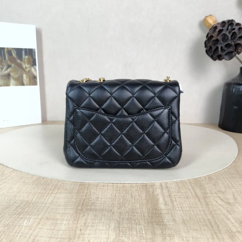 Chanel Crossbody Bag Black with Gold-Tone Hardware Lambskin Mini 17 × 8 × 12 cm — cover view 5 of 5