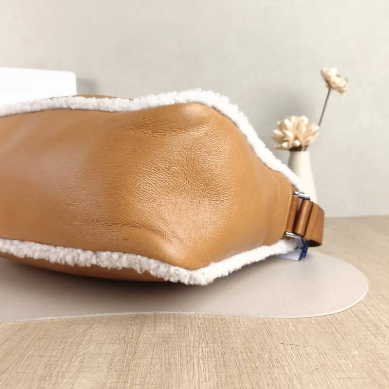 PRADA Crossbody Bag Messenger Bag Crossbody Bag Brown Lambskin · One Size 34 × 12 × 25 cm — detail view 10 of 10