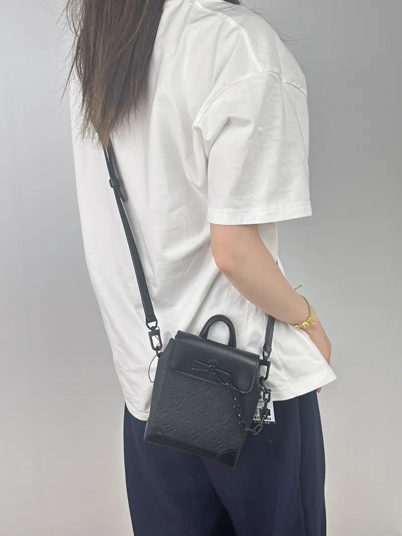 Louis Vuitton Crossbody Bag Nano Steamer Shoulder Bag Black Calfskinnano15 × 7 × 18 cm — on-model view 2 of 2
