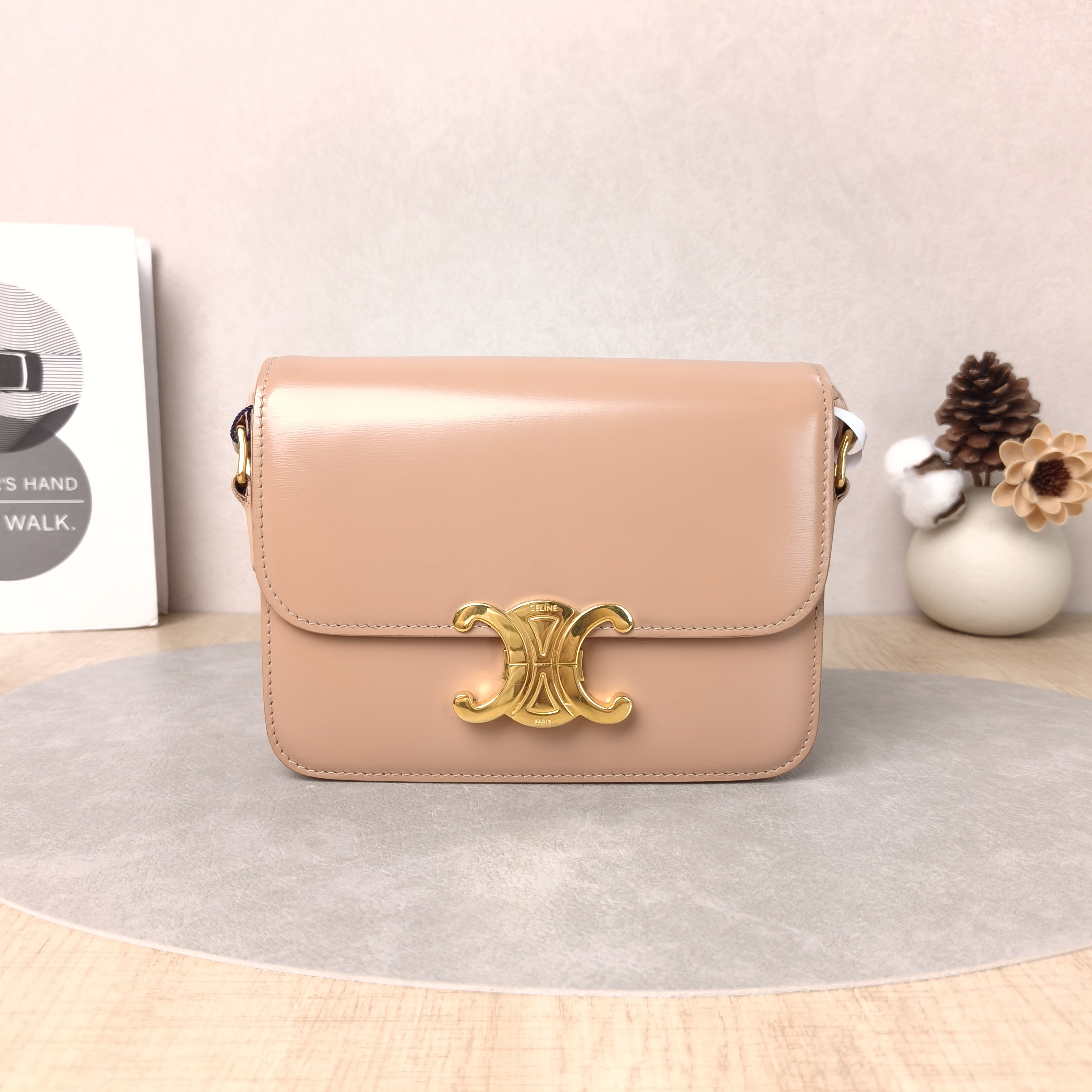 CELINE Crossbody Bag Teen Triomphe Brown Calfskin Small18.5 × 6 × 14 cm