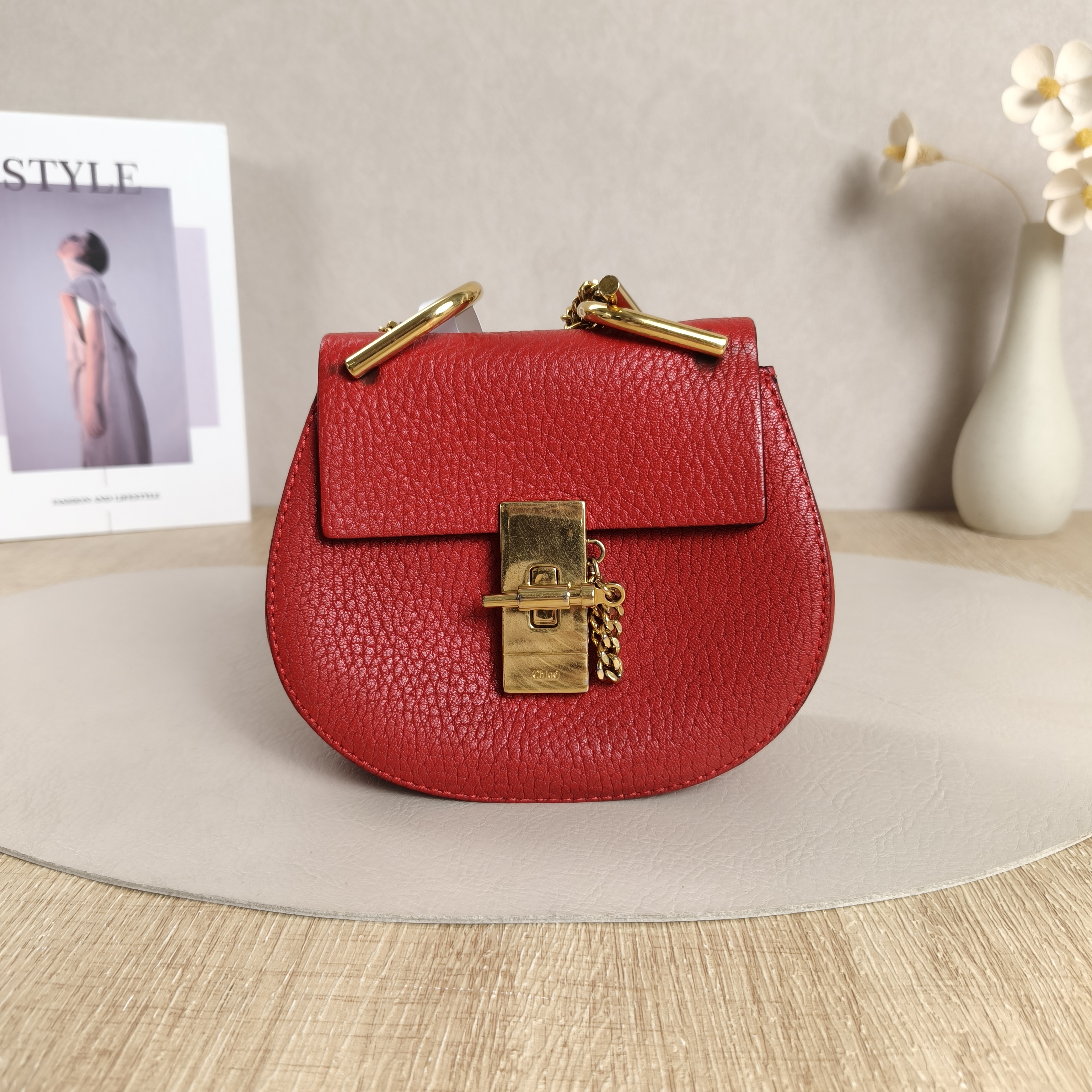Chloé Crossbody Bag Crossbody Bag Red Grained Calfskin 14 × 6 × 12 cm