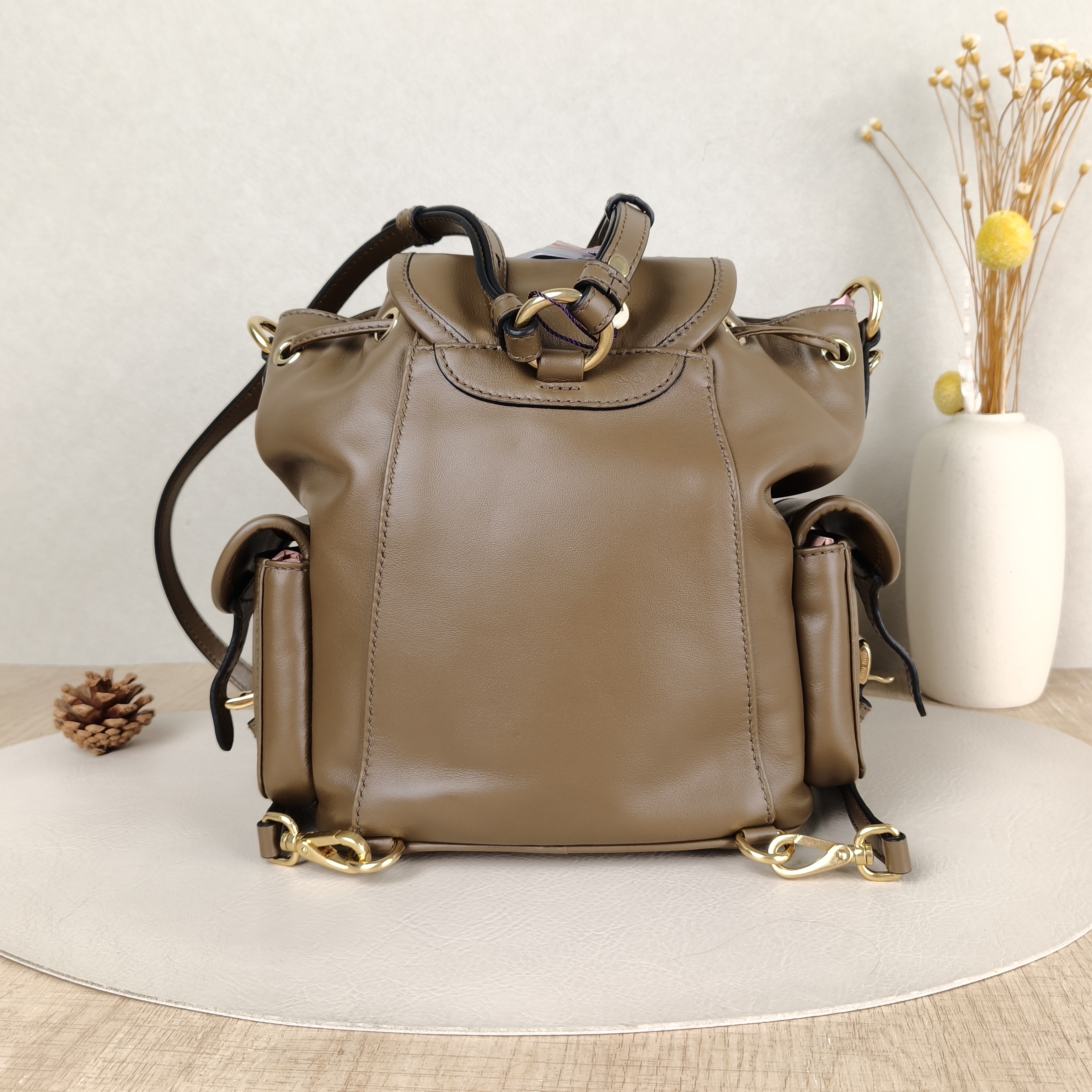 Miumiu Backpack Backpack Brown Calfskin Medium18 × 11.5 × 22 cm — cover view 5 of 5