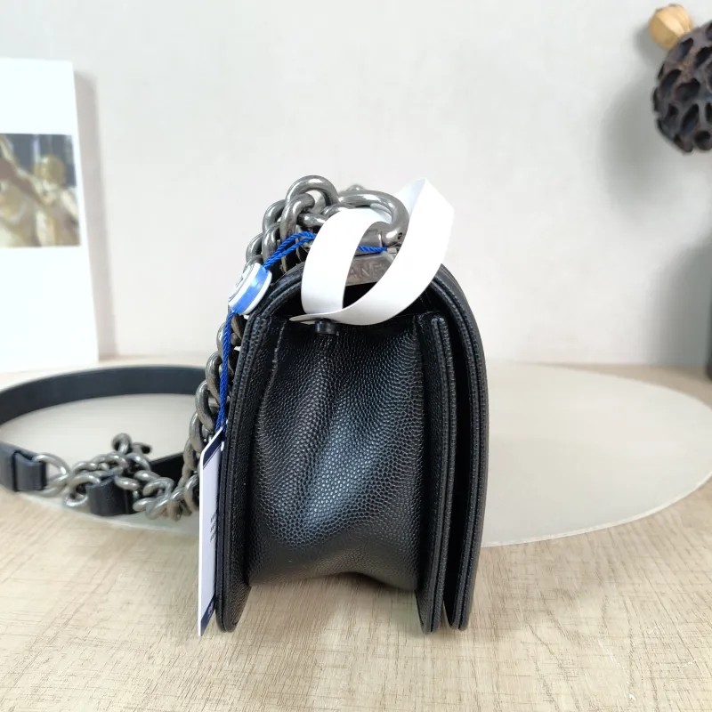 Chanel Crossbody Bag Le Boy​ Black Grained Calfskin Small 20.5 × 8.5 × 12 cm — detail view 11 of 12