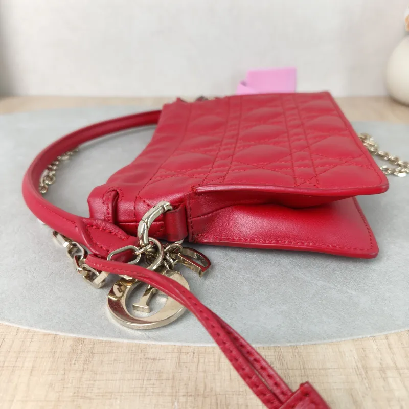 DIOR Crossbody Bag Lady Milly Chain Bag Red Lambskin mini19 × 5 × 13 cm — detail view 4 of 10