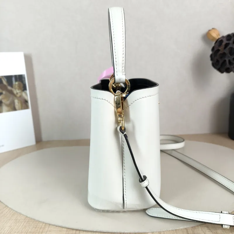PRADA Shoulder Bag Panier White Calfskin Mini 16 × 10 × 17 cm — detail view 6 of 12