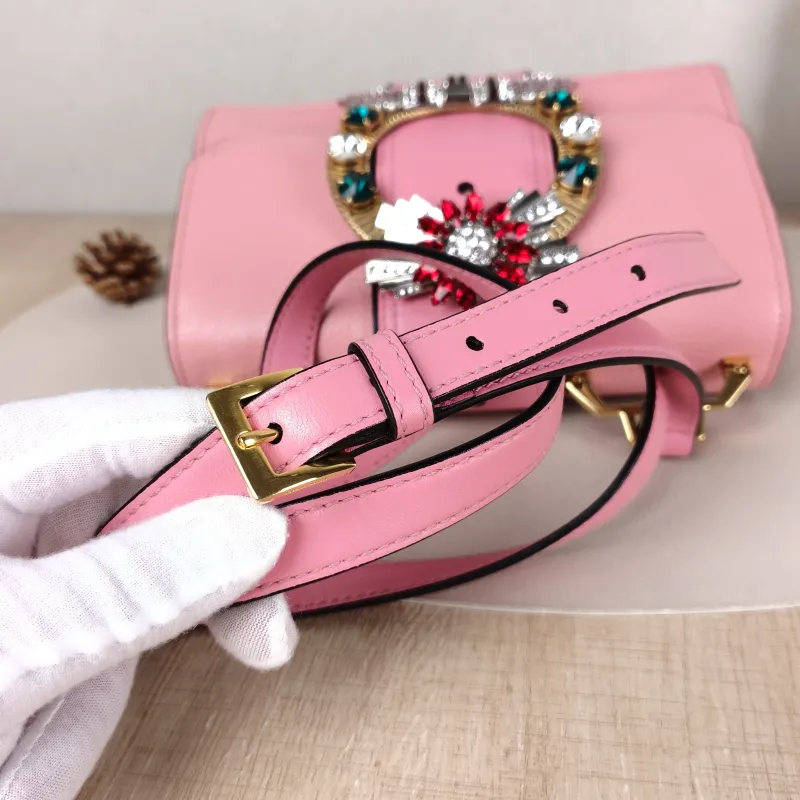 Miumiu Crossbody Bag Miu Lady Chain Bag Pink Calfskin One Size 22 × 10 × 13 cm — detail view 8 of 13