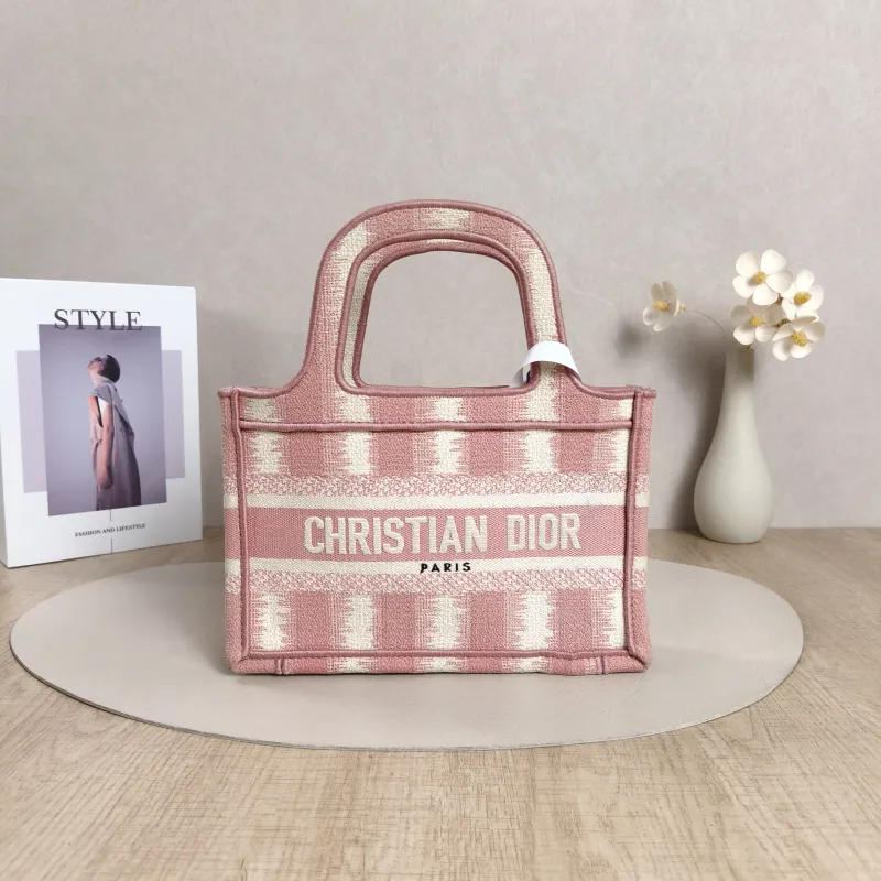 DIOR Top Handle Bag Book Tote Pink Canvasmini22.5 × 6 × 15 cm