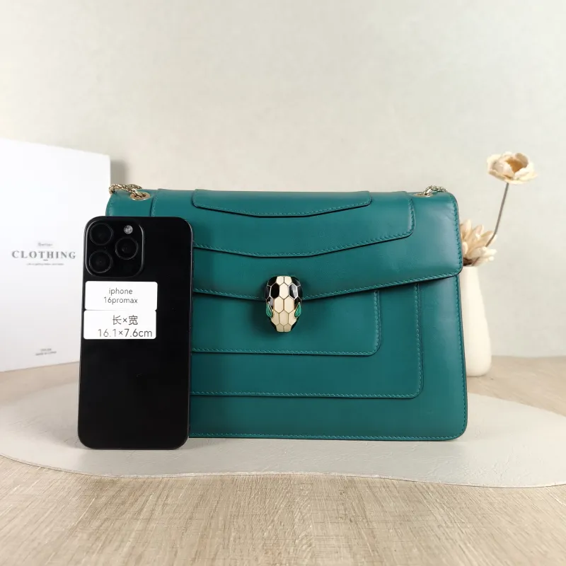 Bvlgari Crossbody Bag Serpenti Forever Collection Crossbody Bag Green Calfskin Medium 28 × 7.5 × 19 cm — cover view 2 of 5