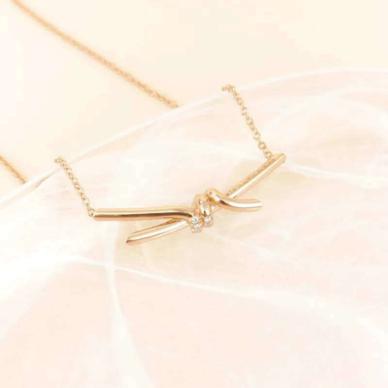 Tiffany&Co. Necklace Knot Collection Necklace Rose Gold Diamond18KR ose Gold Large 42cm — cover view 3 of 10