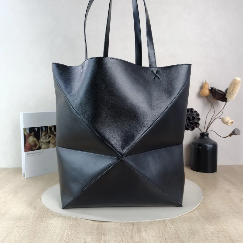 LOEWE Top Handle Bag Puzzle Fold Shopping Tote Black CC alfskin Large 42 × 41 × 18 cm — cover view 6 of 6
