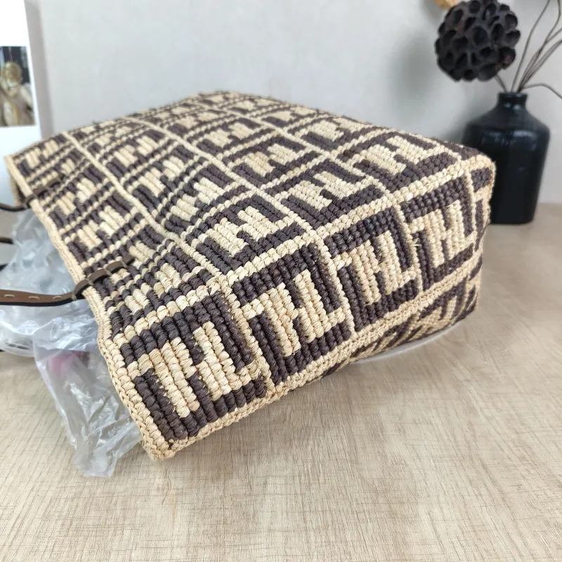 FENDI Top Handle Bag Top Handle Bag Brown Woven One Size 39 × 12 × 28 cm — detail view 9 of 10