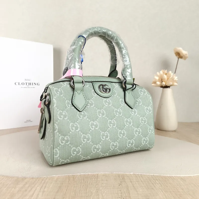 GUCCI Top Handle Bag Ophidia Green Canvas One Size 21 × 11 × 13 cm — cover view 4 of 5