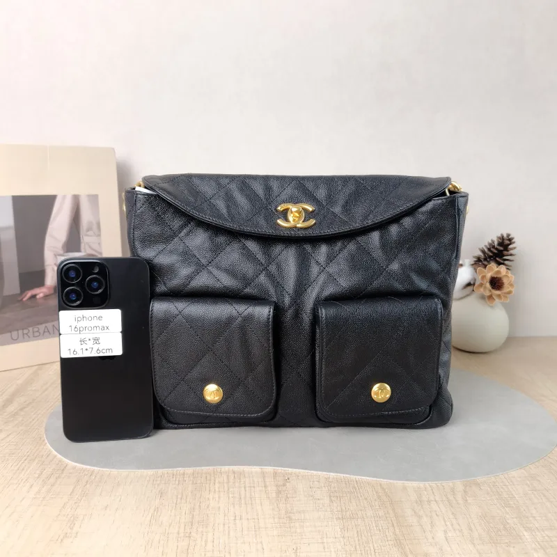 Chanel Shoulder Bag Supple Twins Hobo Black Grained Calfskin Large 30 × 5 × 21.5 cm — cover view 4 of 6