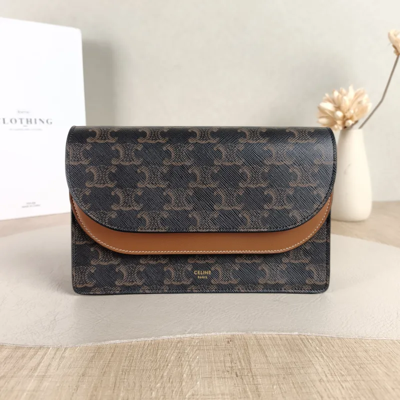 CELINE Crossbody Bag TRIOMPHE Clutchwoc Monogram PVC One Size 20 × 6 × 12 cm