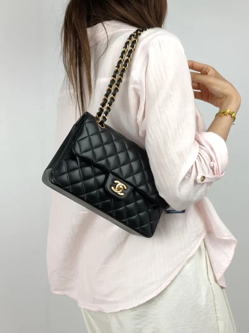 Chanel Crossbody Bag Classic Flap CF Black Lambskin Small23 × 6 × 14.5 cm — on-model view 2 of 2