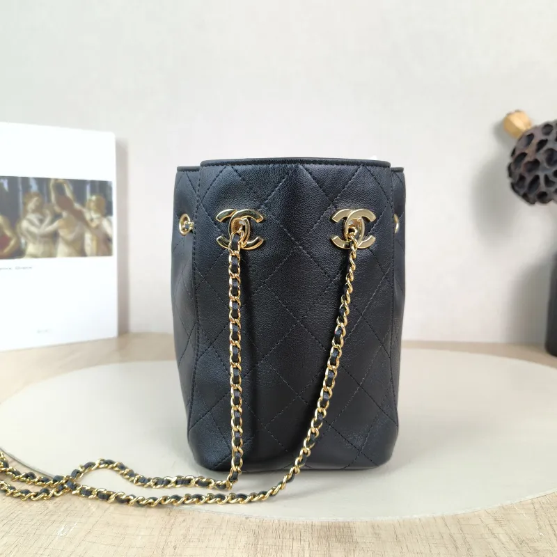 Chanel Shoulder Bag Bucket Bag Black Lambskin One Size 11 × 11 × 17.5 cm — cover view 2 of 5