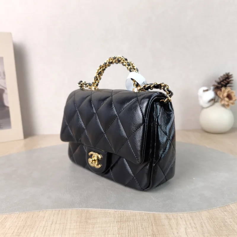Chanel Crossbody Bag 24b Black Waxed Leather One Size 19 × 6 × 13 cm — cover view 3 of 5