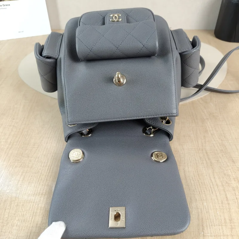 Chanel Backpackduma Grey Grained Calfskin Large21 × 13 × 23 cm — detail view 1 of 14