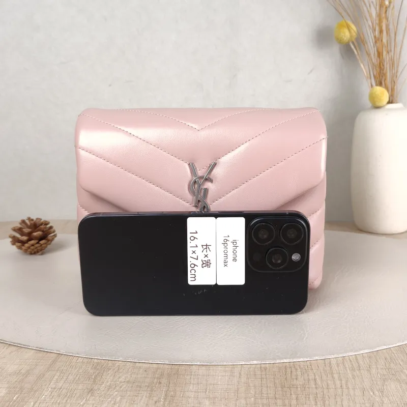 SAINT LAURENT Shoulder Bag LOULOU Pink Calfskin Mini 20 × 7.5 × 14 cm — cover view 4 of 5
