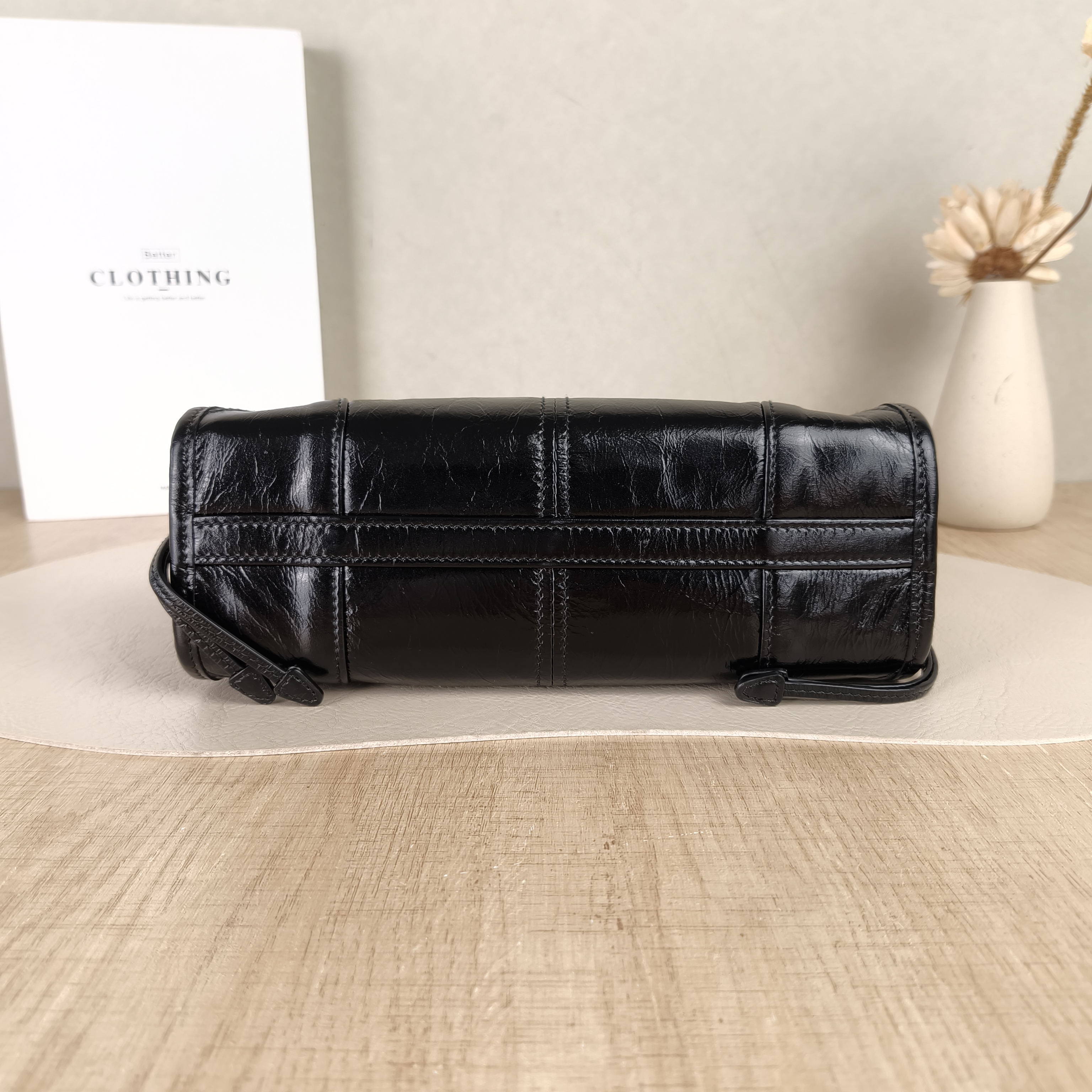 PRADA Shoulder Bag Bonnie Soft Lux Black Waxed Leathermini23.5 × 9 × 12 cm — cover view 5 of 5