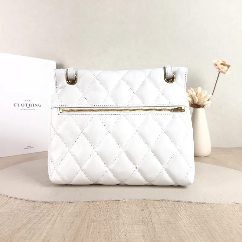 BALENCIAGA Crossbody Bag B Bag Crossbody Bag White Calfskin One Size 24 × 7 × 20 cm — cover view 2 of 5