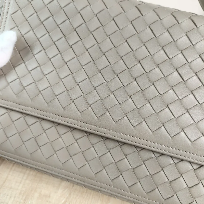 Bottega Veneta Top Handle Bag Woven Top Handle Crossbody Bag Grey Calfskin One Size 23 × 7 × 17 cm — detail view 13 of 13