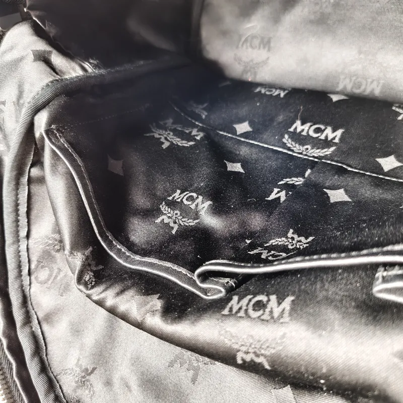 MCM Backpack Backpack Silver Canvas 32.5 × 15 × 39 cm — detail view 7 of 11