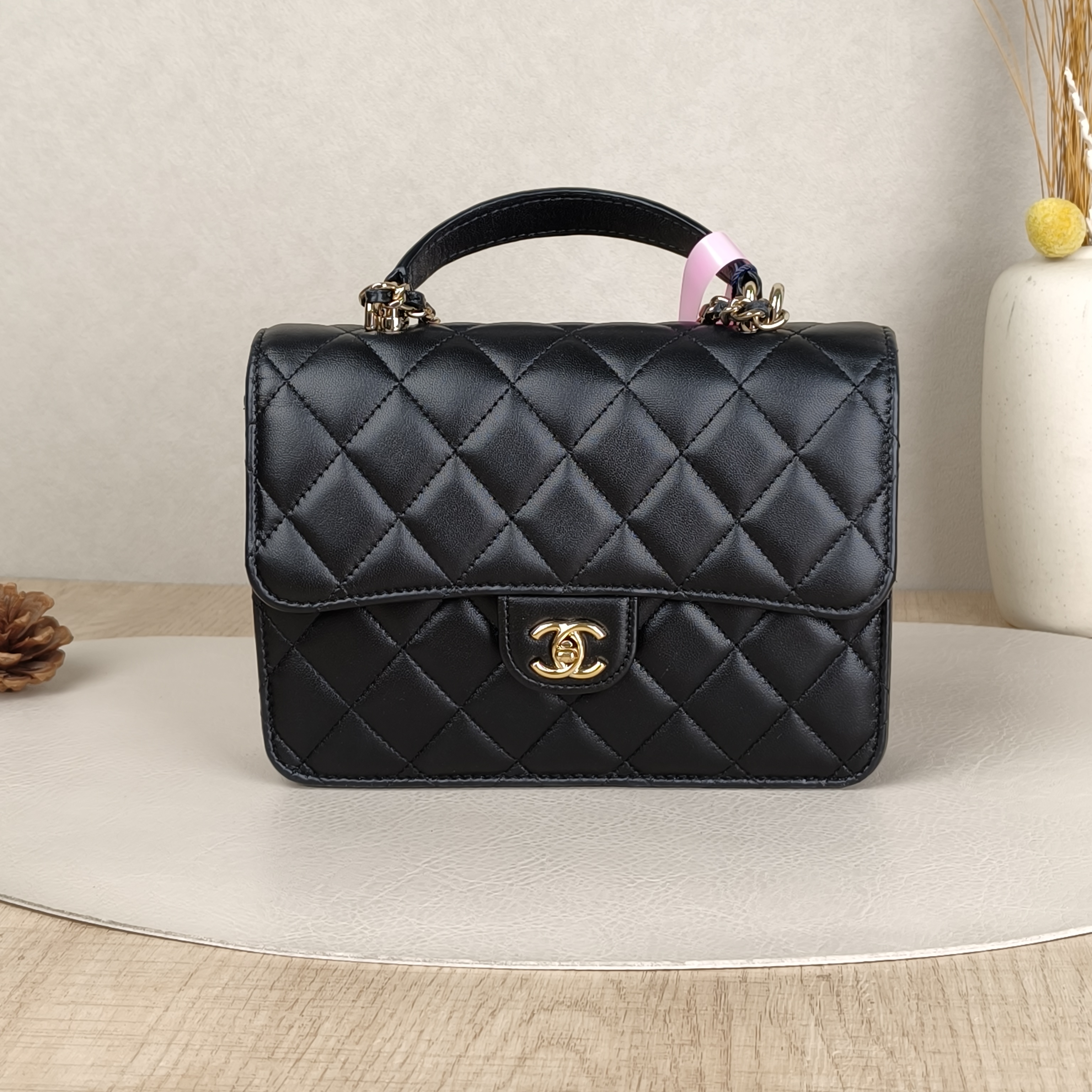 Chanel Backpack25k Backpack Black Lambskin One Size18.2 × 5 × 14 cm