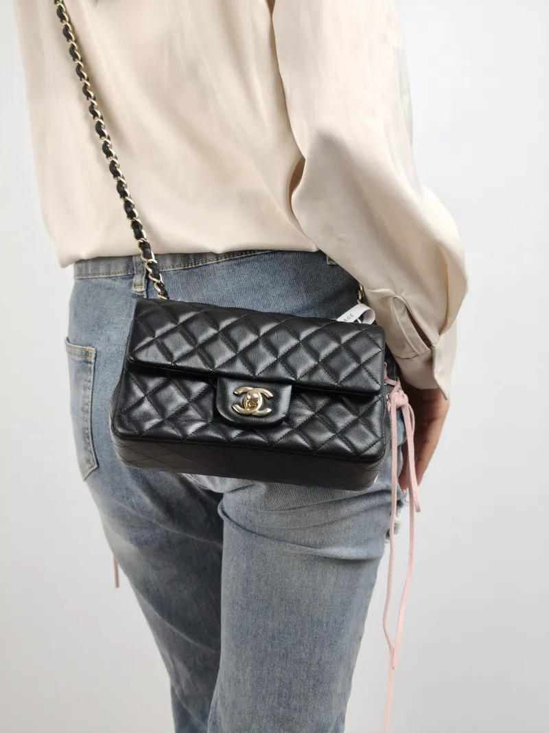 Chanel Crossbody Bag Classic Flap Large Mini CF Mini Black SL ambskin mini 20 × 6 × 12 cm — on-model view 2 of 2