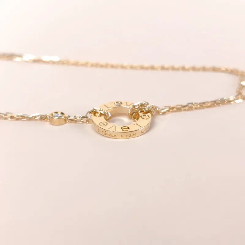 CARTIER Necklace LOVE Collection Pendant 2 Diamond Yellow Gold 18KY ellow Gold Small Edition 40cm — cover view 6 of 7