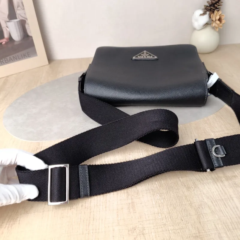 PRADA Shoulder Bag Soft Lux Messenger Bag Black Calfskin One Size 24 × 6 × 18 cm — detail view 1 of 11