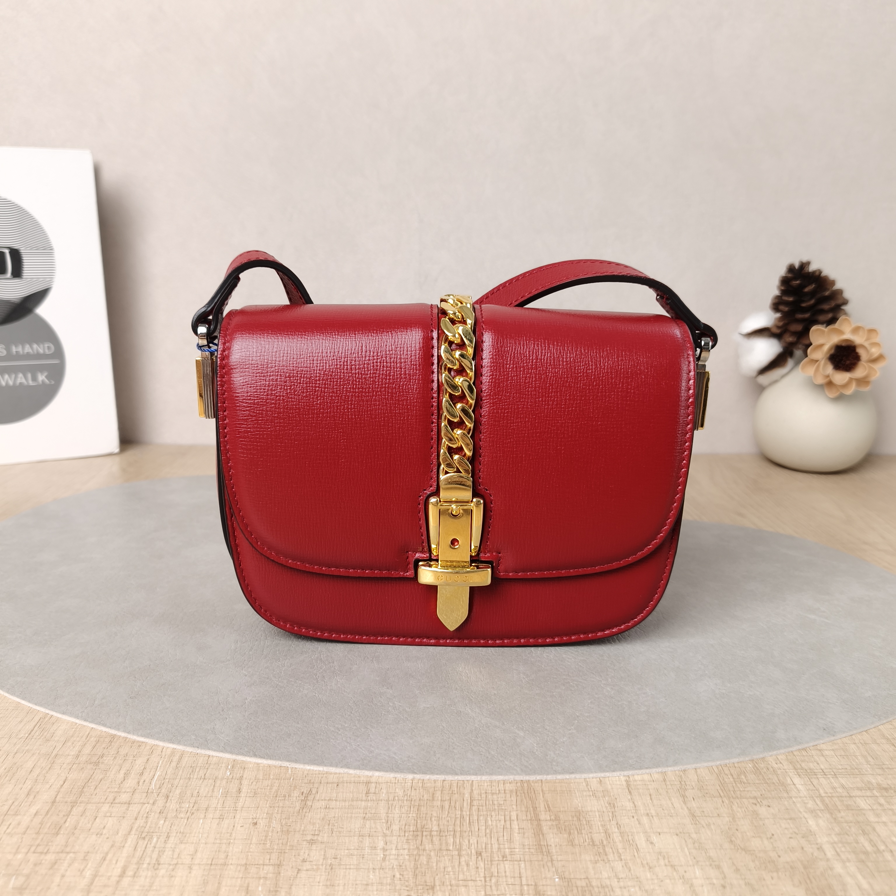 GUCCI Shoulder Bag Sylvie 1969 Red Calfskinmini17 × 7 × 12.5 cm