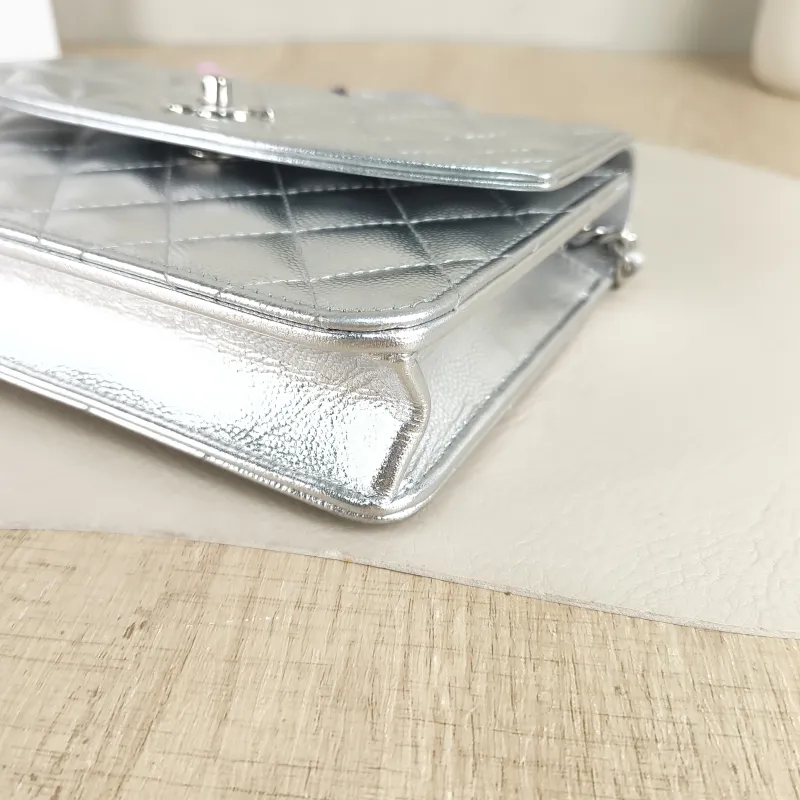 Chanel Backpack Backpack Silver Grained Calfskin One Size 18.2 × 5 × 14 cm — detail view 11 of 12