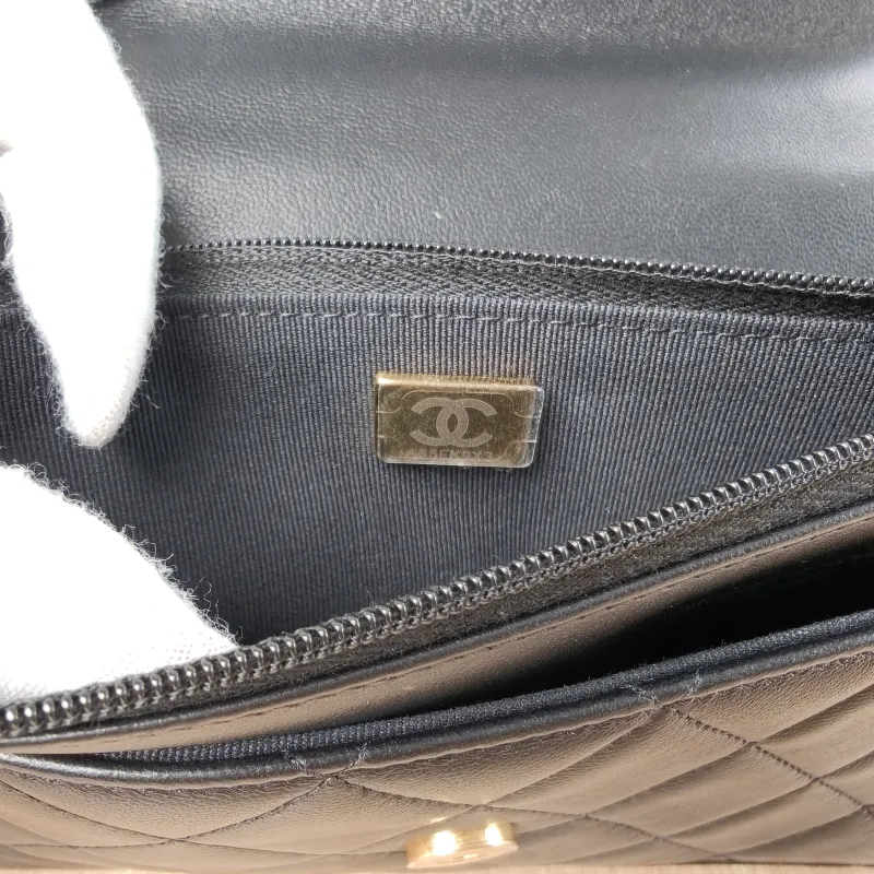 Chanel Crossbody Bag woc Black Lambskin Mini 19.2 × 3.5 × 12.3 cm — detail view 11 of 12