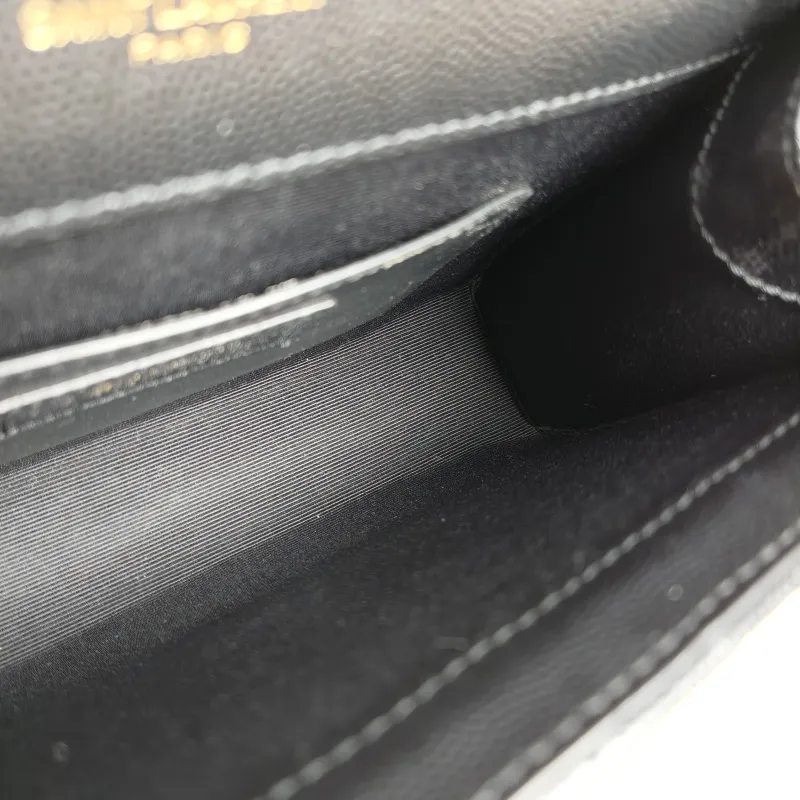 SAINT LAURENT Crossbody Bag ENVELOPE Black Grained Calfskin Small 21 × 6 × 13 cm — detail view 10 of 12